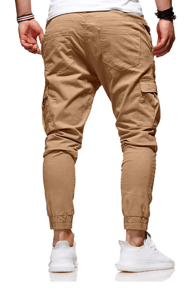 Men's Elastic Waist Cargo Pants With Multiple Pockets