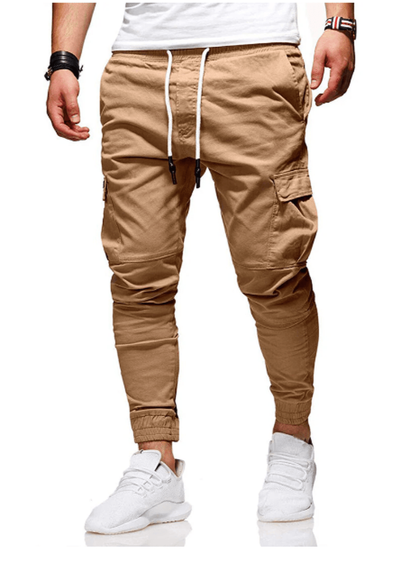 Men's Elastic Waist Cargo Pants With Multiple Pockets