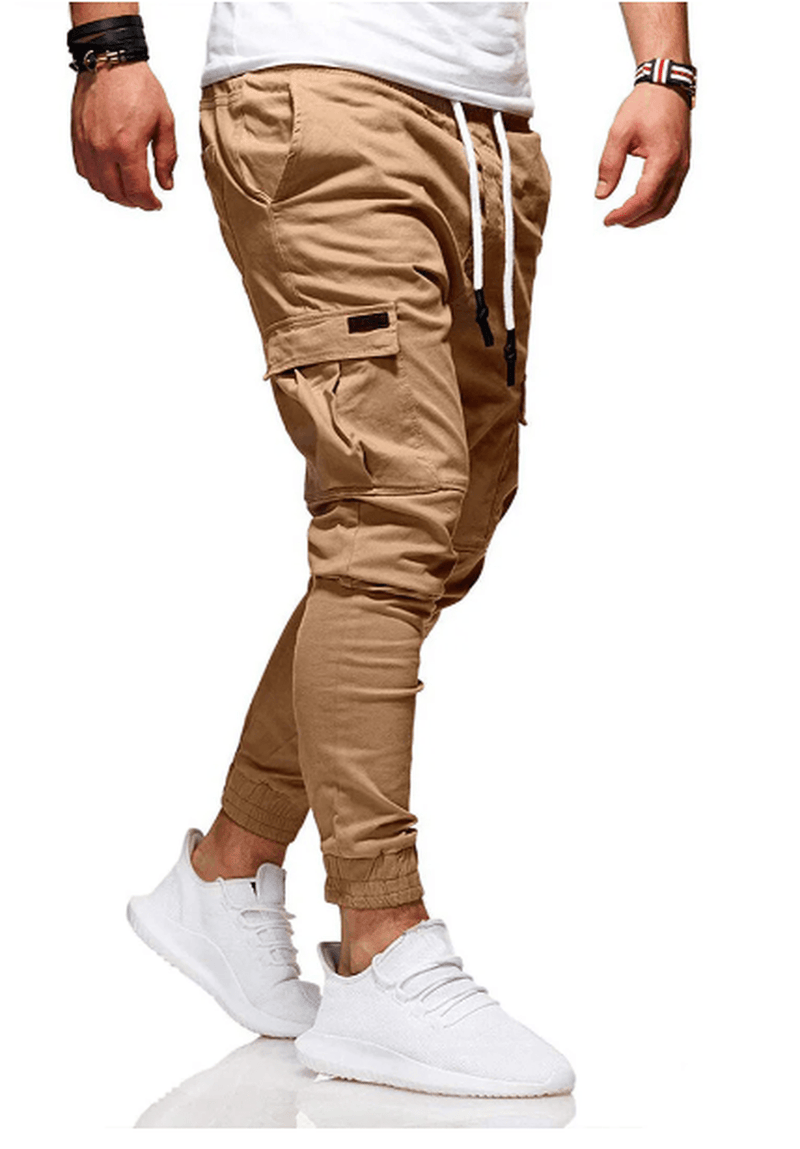 Men's Elastic Waist Cargo Pants With Multiple Pockets