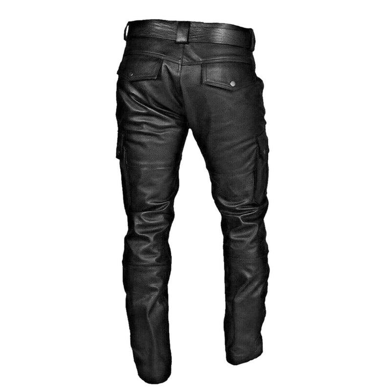 Men's Faux Leather Biker Cargo Pants