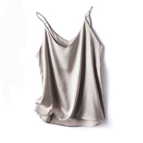 Sleeveless Satin Top With Spaghetti Straps For Women