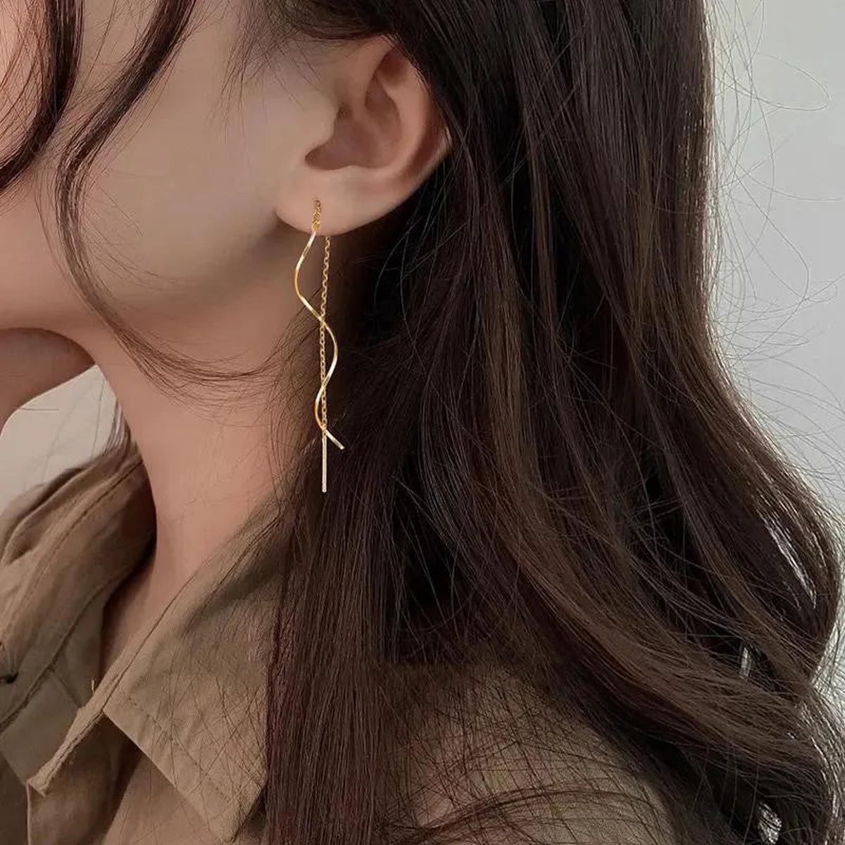 14K Gold Silver Geometric Stud Earrings