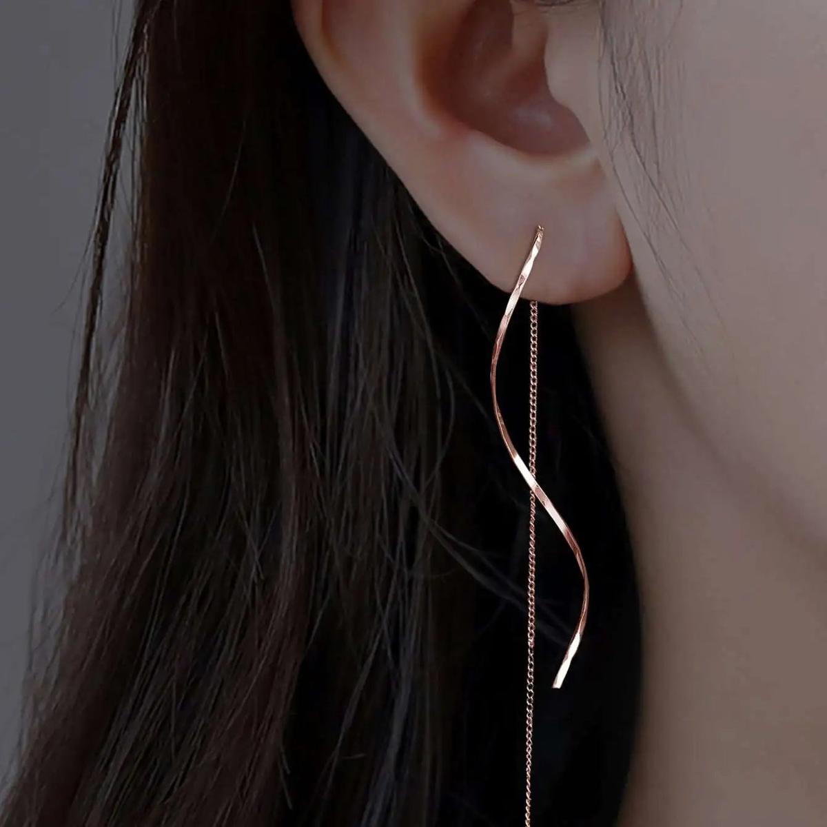 14K Gold Silver Geometric Stud Earrings