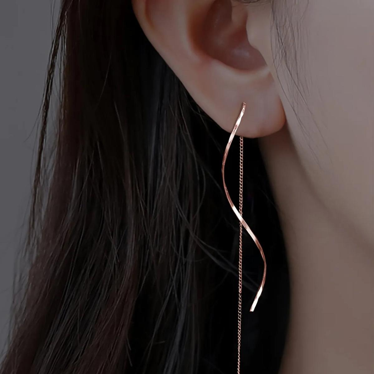 14K Gold Silver Geometric Stud Earrings