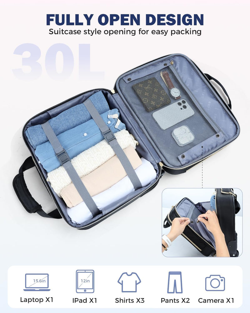15.6-Inch Rolling Laptop Bag With Multiple Compartments And Airline Approved Dimensions