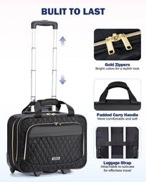 15.6-Inch Rolling Laptop Bag With Multiple Compartments And Airline Approved Dimensions
