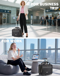 15.6-Inch Rolling Laptop Bag With Multiple Compartments And Airline Approved Dimensions