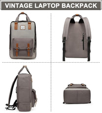 15.6&quot; Water-Resistant Vintage Laptop Backpack With Organiser Pockets
