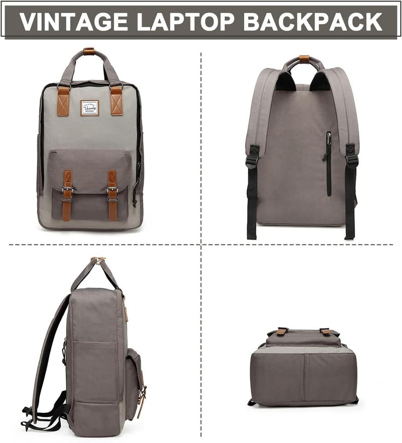 15.6&quot; Water-Resistant Vintage Laptop Backpack With Organiser Pockets