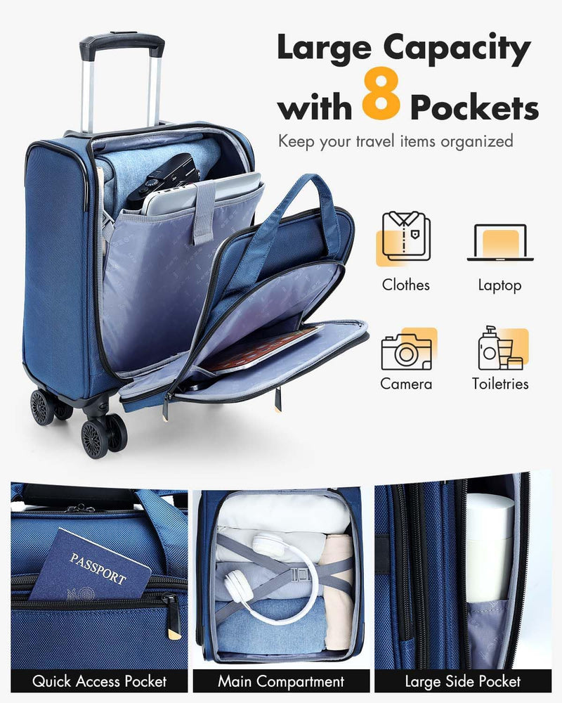 16-Inch Under-Seat Luggage With Spinner Wheels And Laptop Compartment