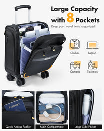 16-Inch Under-Seat Luggage With Spinner Wheels And Laptop Compartment