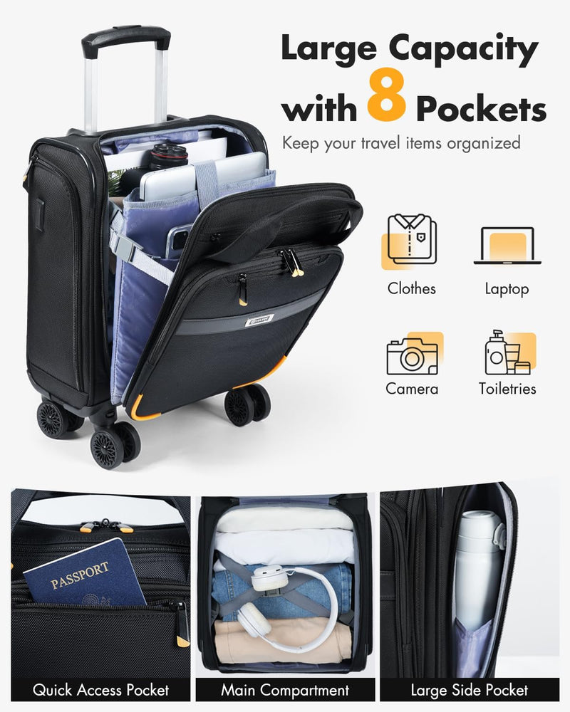 16-Inch Under-Seat Luggage With Spinner Wheels And Laptop Compartment