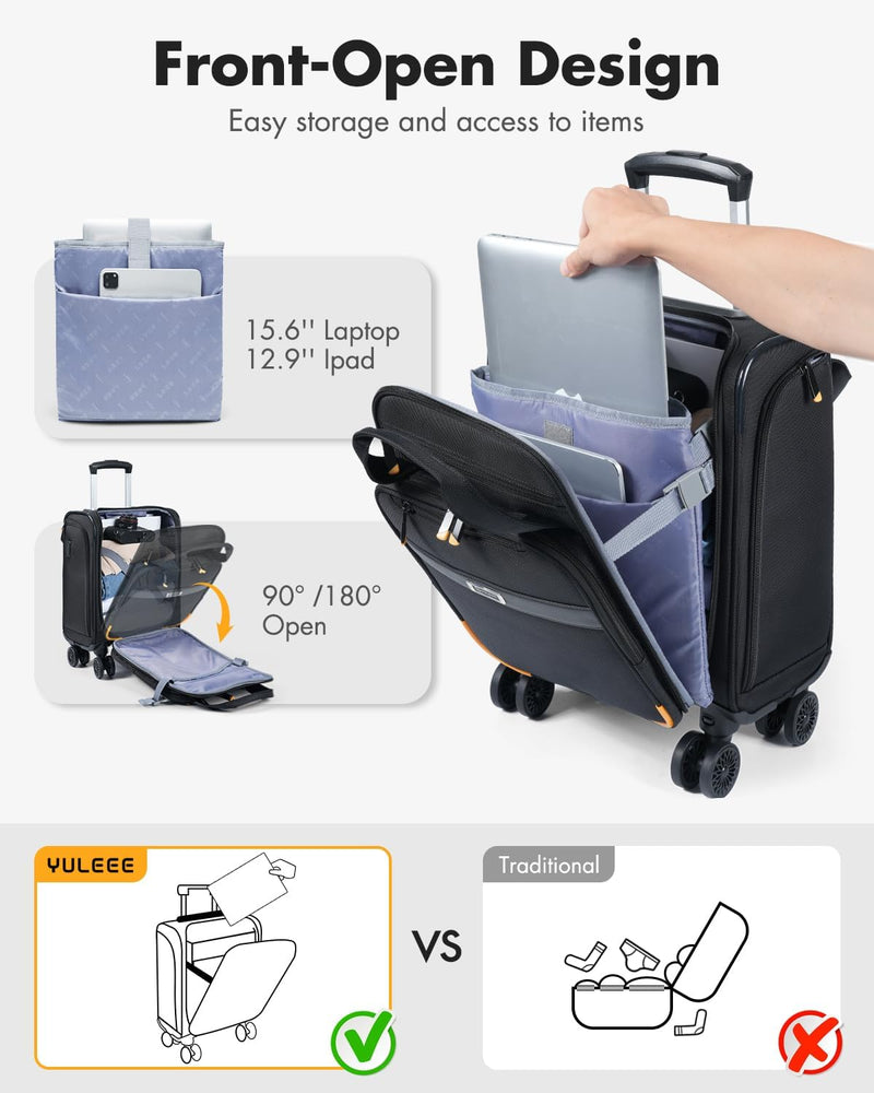 16-Inch Under-Seat Luggage With Spinner Wheels And Laptop Compartment
