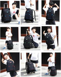 18-Inch Multi-Pocket Wheeled Backpack With Trolley System For Boys