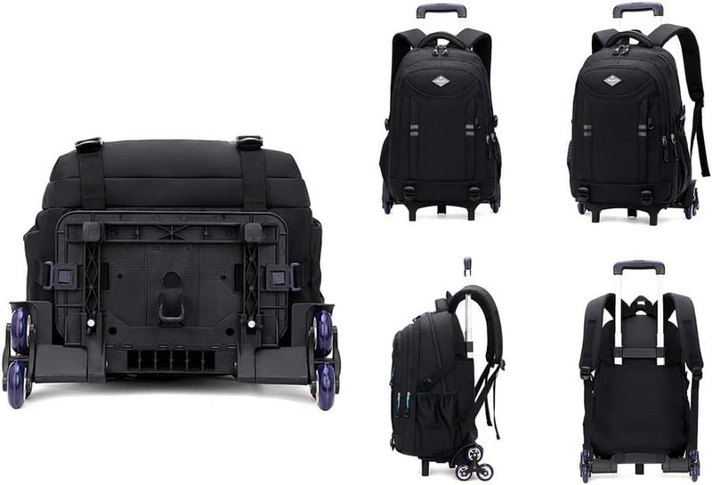 18-Inch Multi-Pocket Wheeled Backpack With Trolley System For Boys