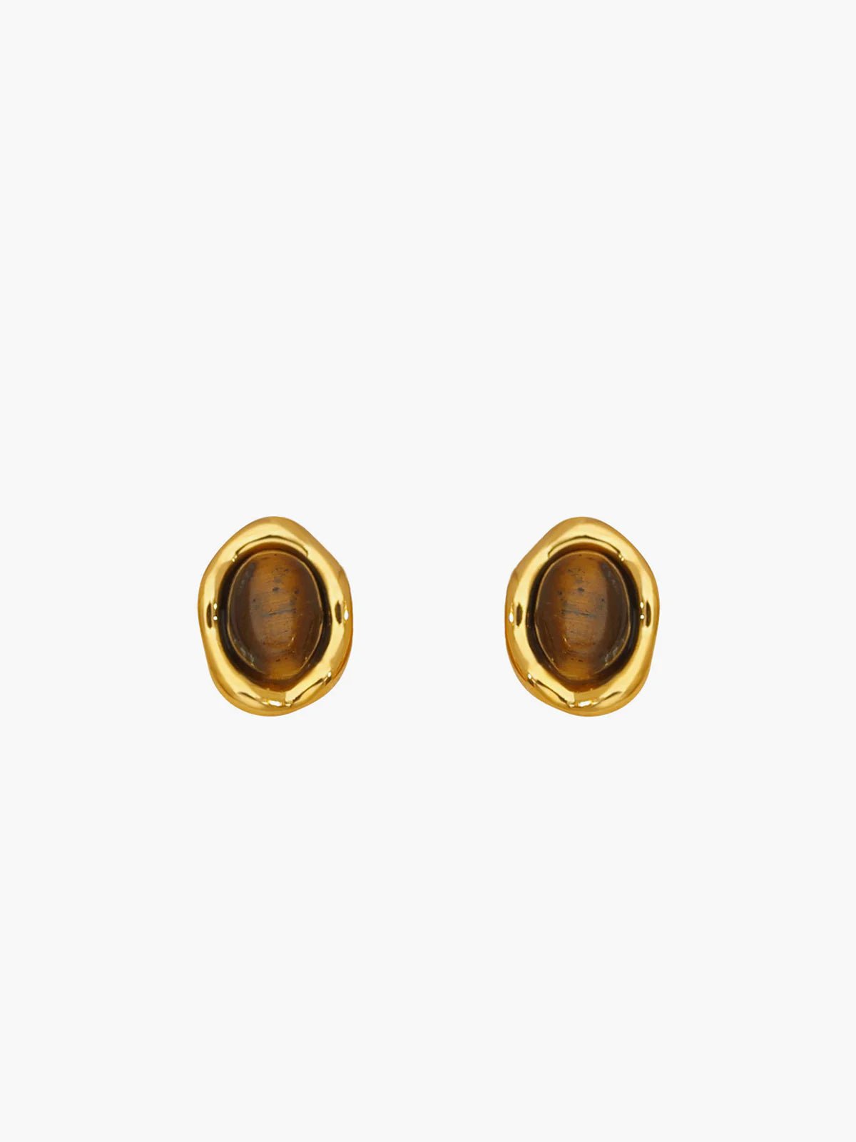 18k Gold Plated Tiger Eye Earrings