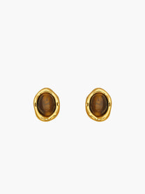 18k Gold Plated Tiger Eye Earrings