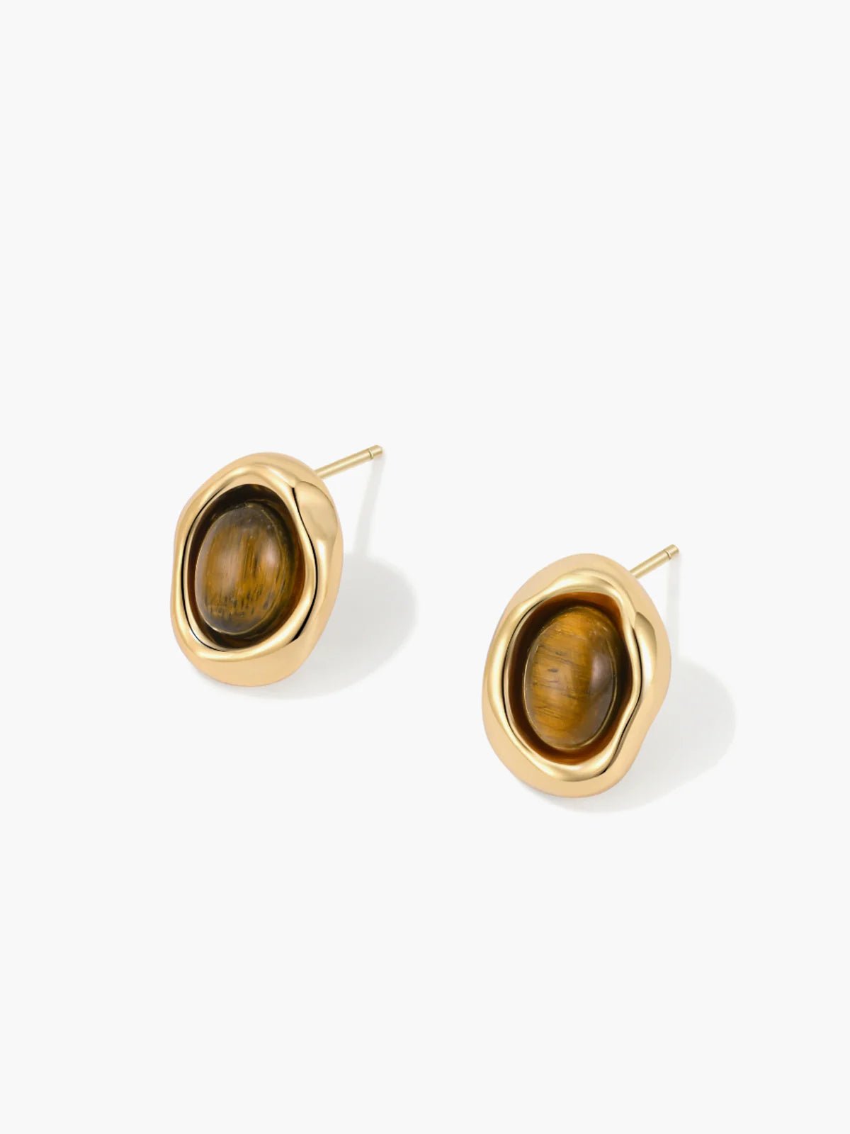 18k Gold Plated Tiger Eye Earrings