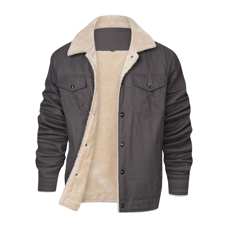Men&#39;s Pilot Style Jacket With Faux-Fur Lining In Deep Olive Green