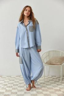 2-Piece Casual Pajama Set With Vintage Aesthetic