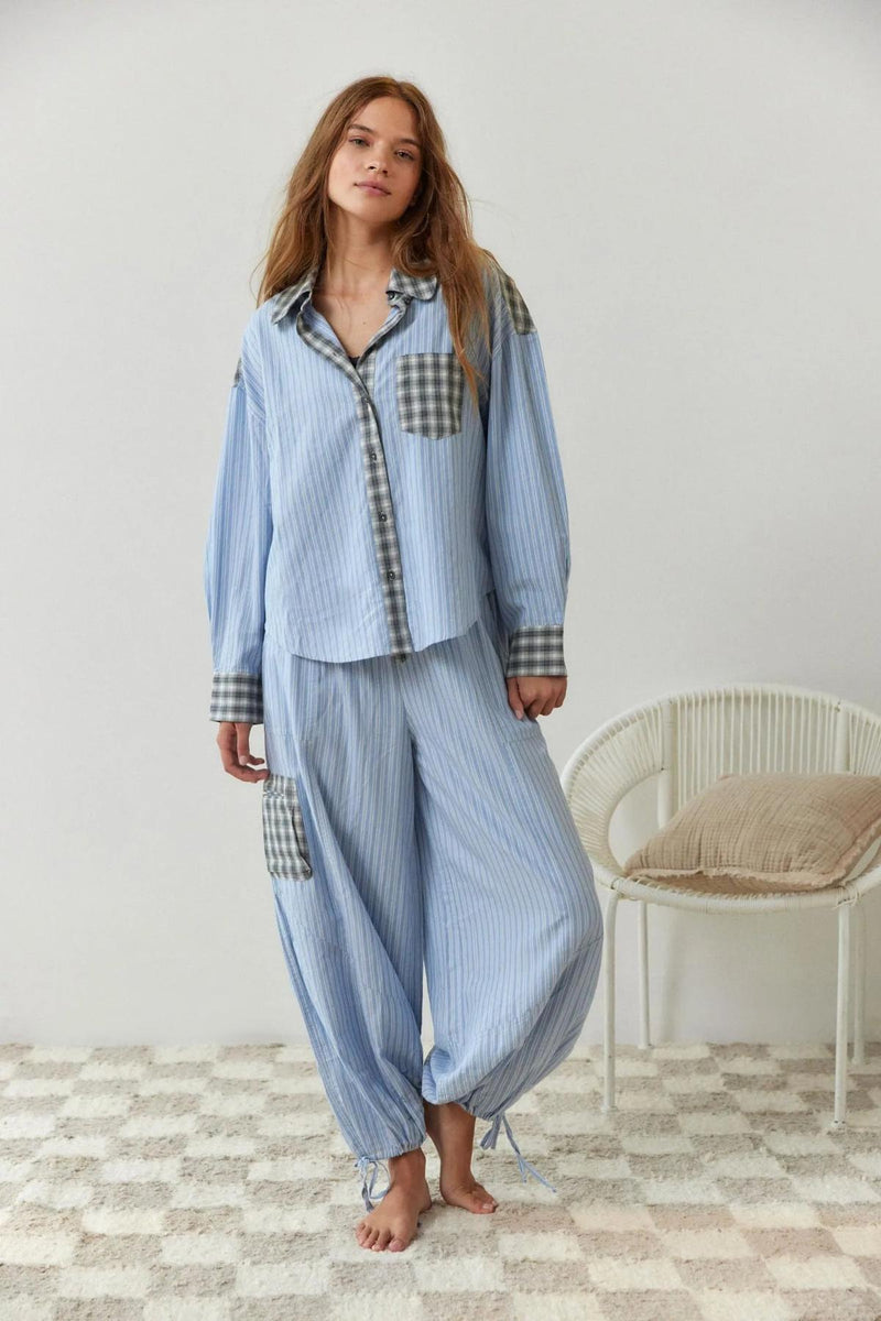 2-Piece Casual Pajama Set With Vintage Aesthetic