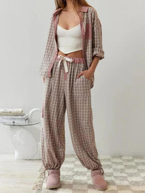 2-Piece Casual Pajama Set With Vintage Aesthetic