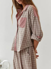 2-Piece Casual Pajama Set With Vintage Aesthetic
