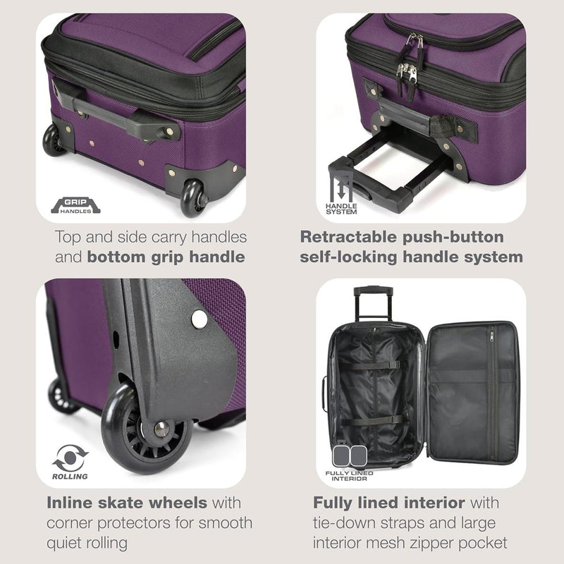 2-Piece Expandable Softside Luggage Set With Inline Skate Wheels