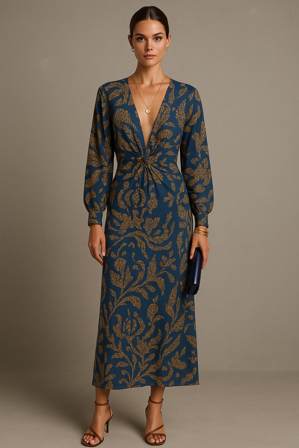 V-Neck Midi Dress