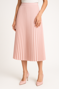 Satin Pleated Midi Skirt