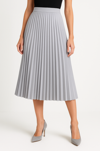 Satin Pleated Midi Skirt