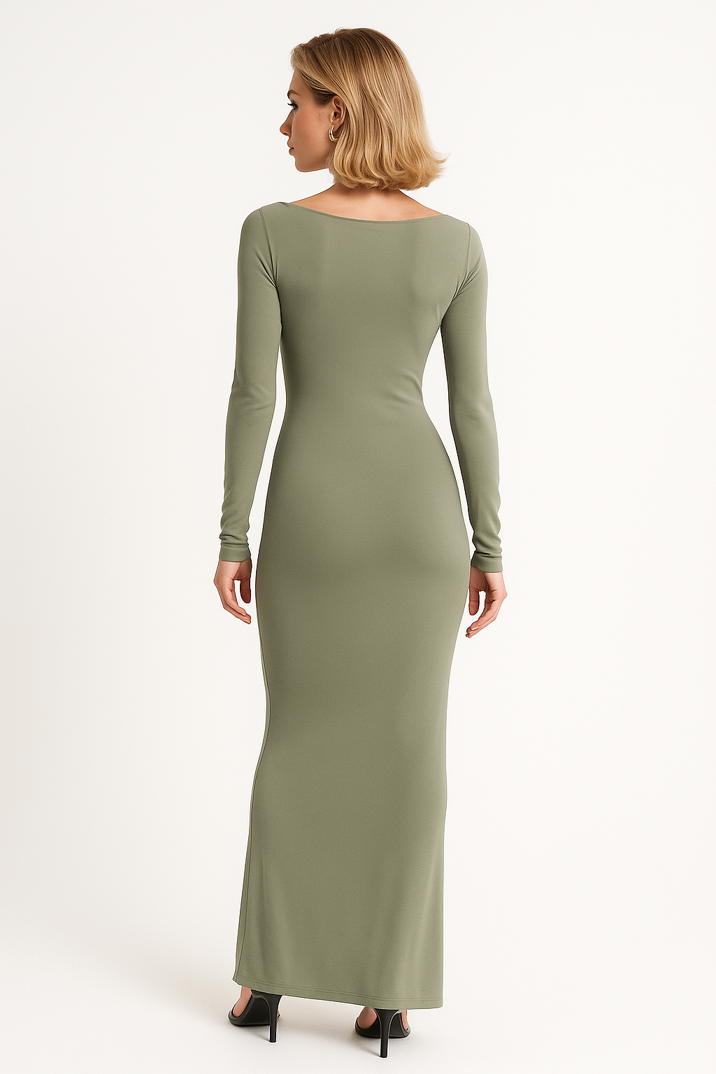 Long Sleeve Maxi Dress with O-Neck
