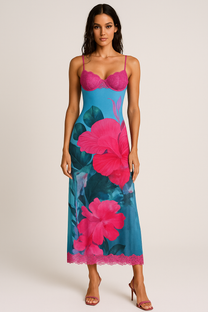 Floral Maxi Dress - Spaghetti Strap