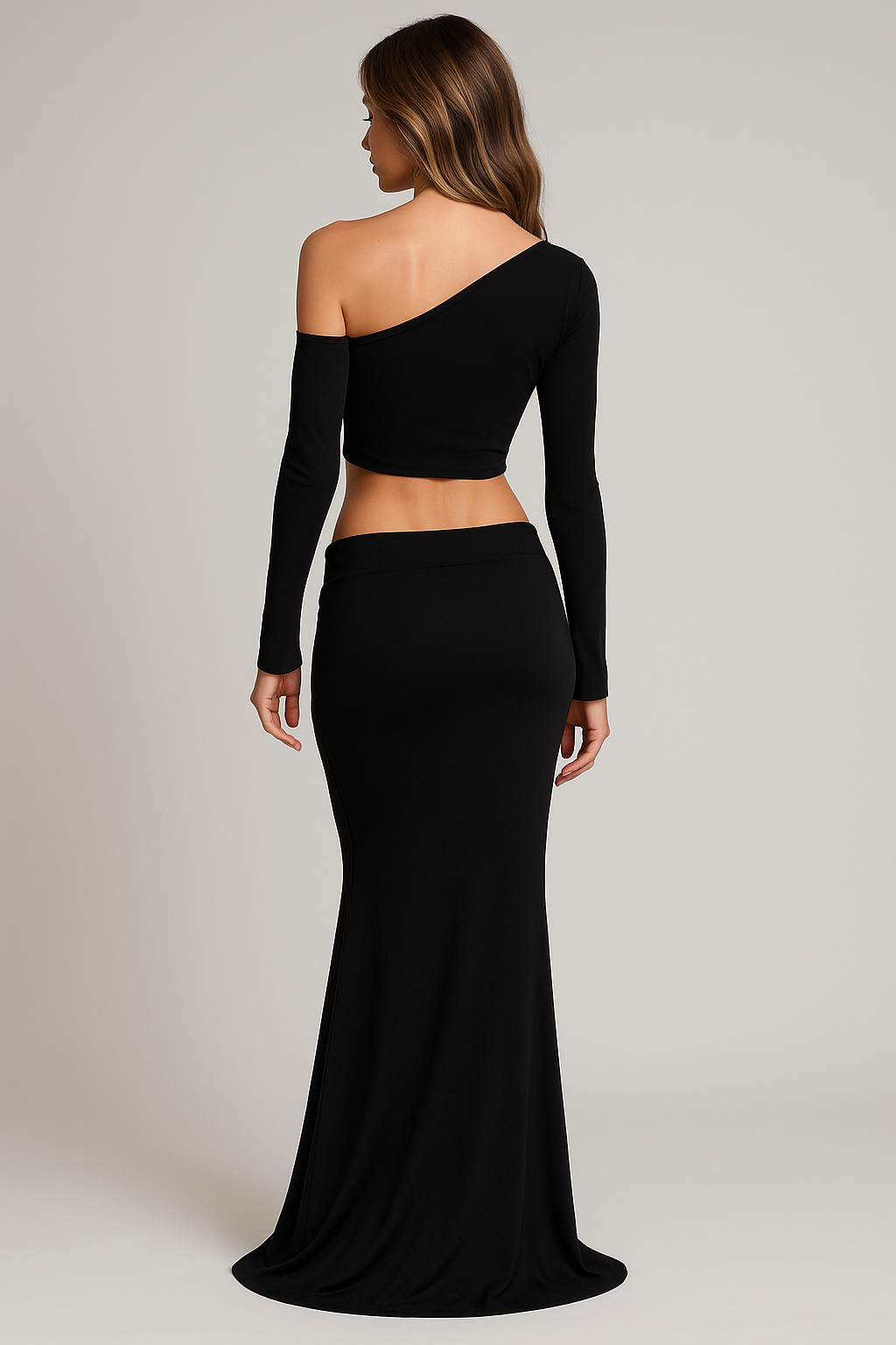 Two‑Piece Set – Long‑Sleeve Top & Maxi Mermaid Skirt