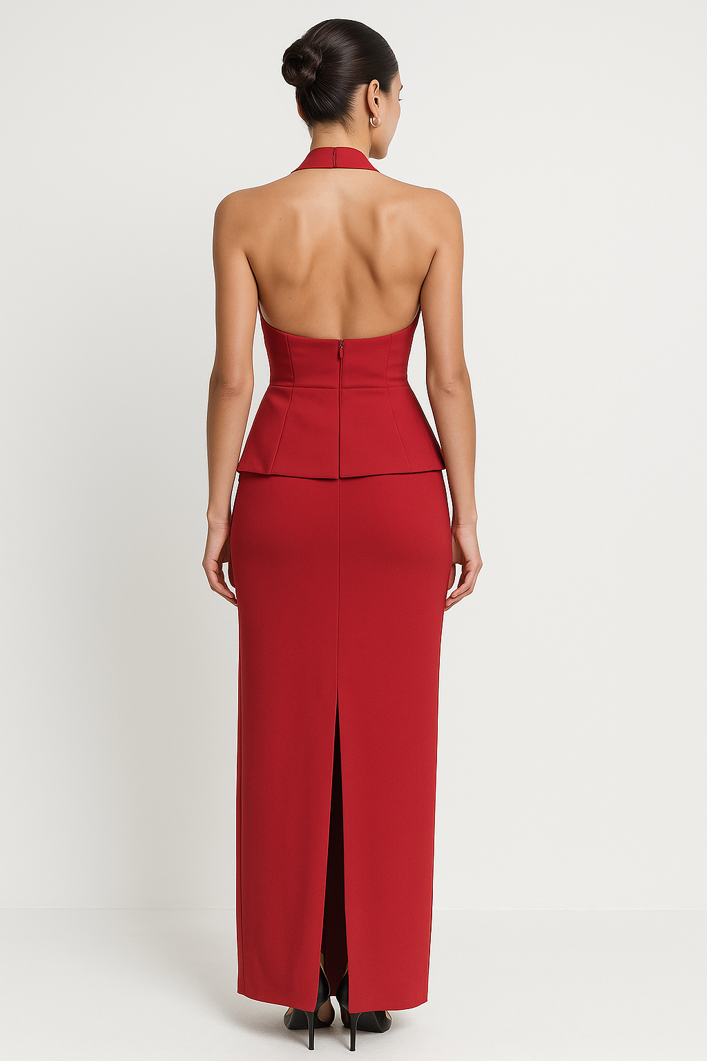 Two-Piece Dress Set – Square Neck Halter Top and Long Skirt