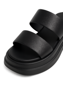 Calf Leather Sandals – Chunky High Heel