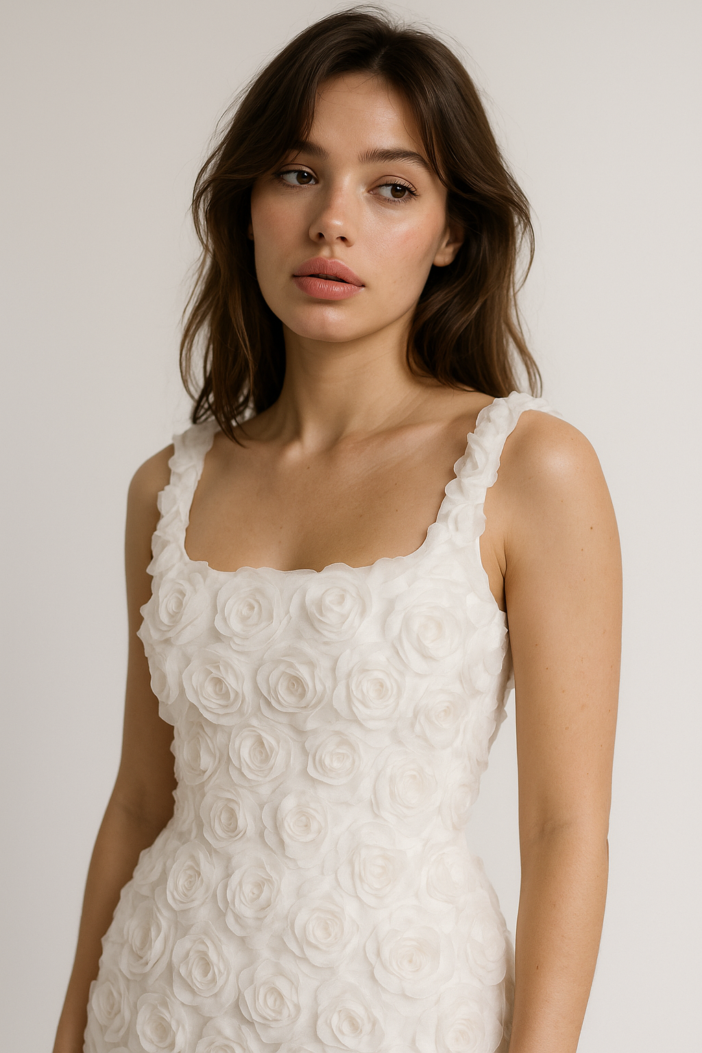 Sleeveless Square Neck`Floral Mini Dress