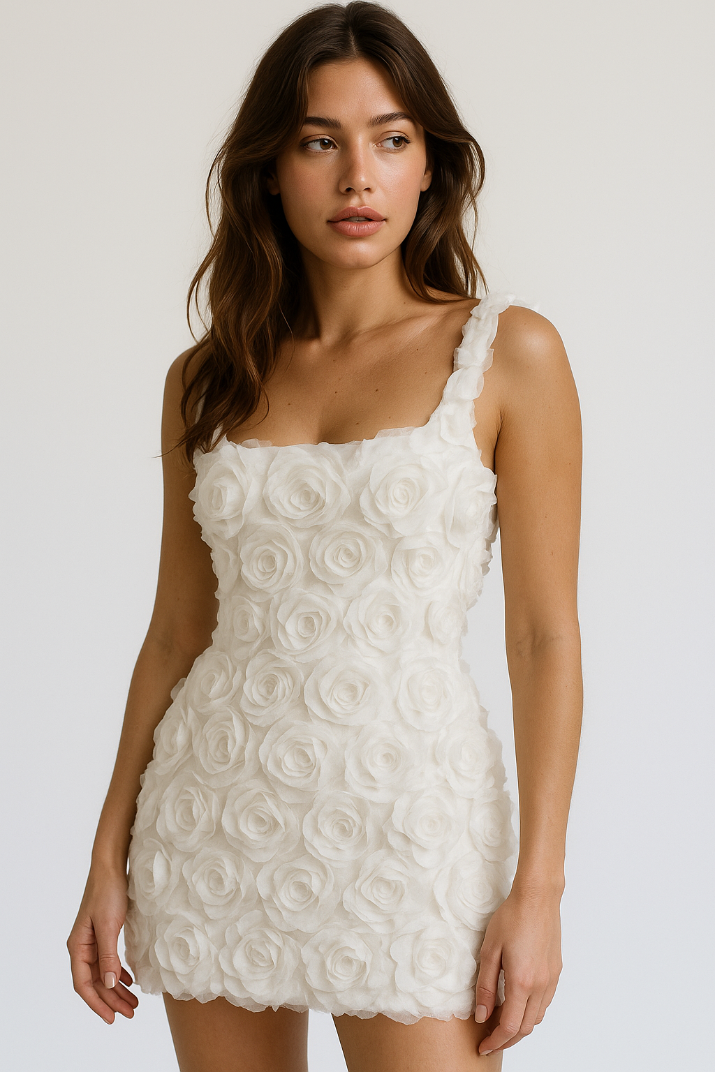 Sleeveless Square Neck`Floral Mini Dress