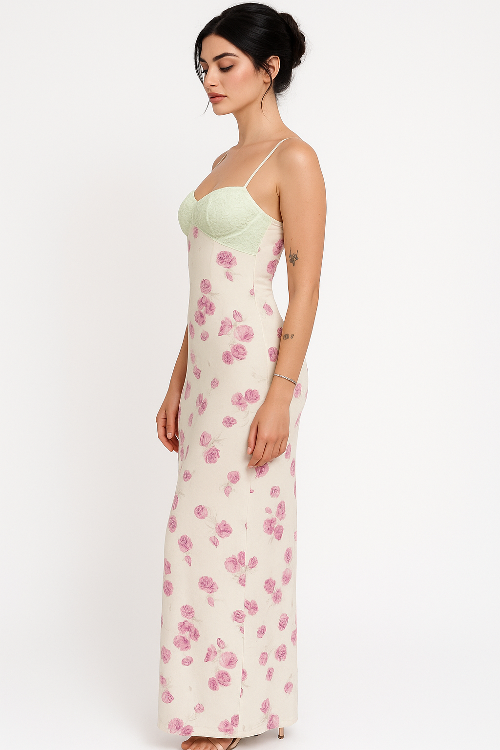 Lace Floral Maxi Dress – Spaghetti Strap
