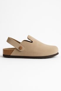 Suede Clogs with Cork Footbed