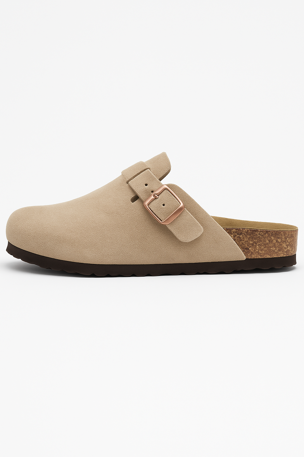 Suede Clogs with Cork Footbed