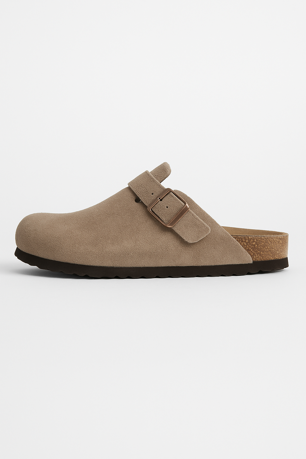 Suede Clogs with Cork Footbed