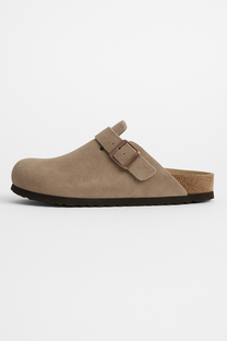 Suede Clogs with Cork Footbed