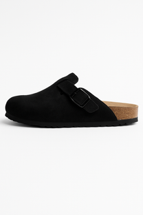 Suede Clogs with Cork Footbed