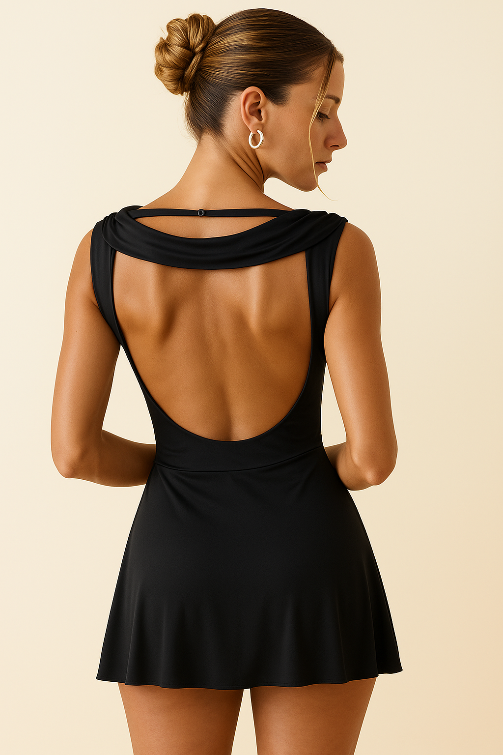Draped Cowl Back Mini Dress