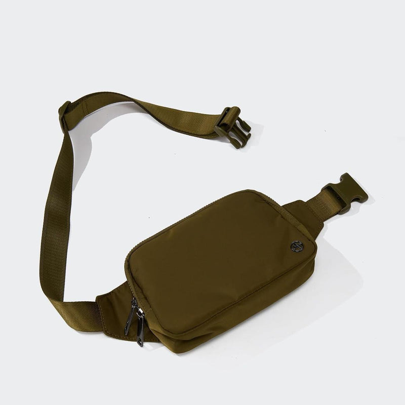 2L Nylon Belt Bag With Adjustable Strap And Two Zippered Compartments