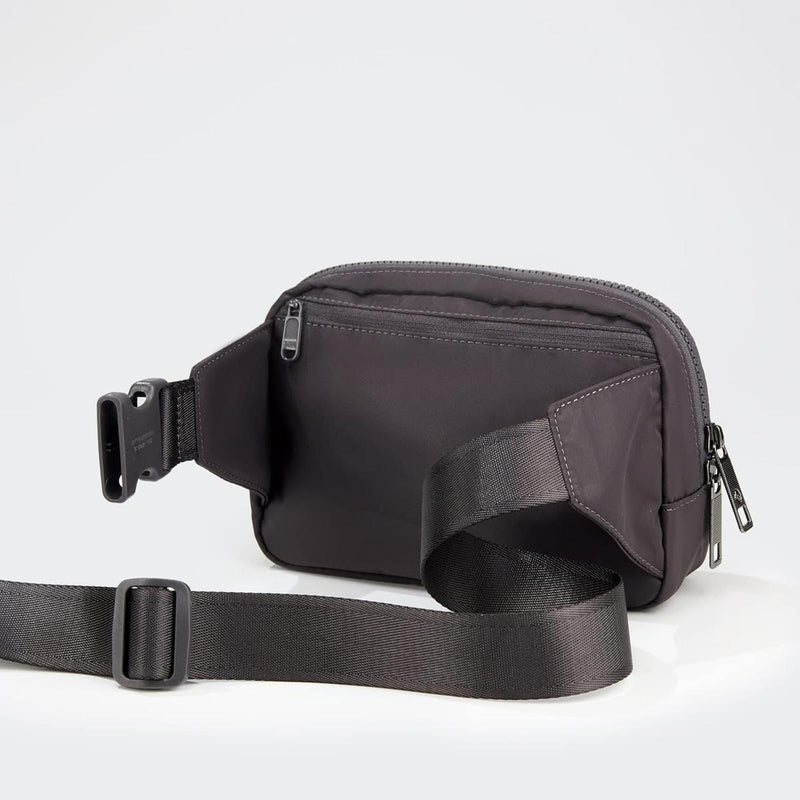 2L Nylon Belt Bag With Adjustable Strap And Two Zippered Compartments