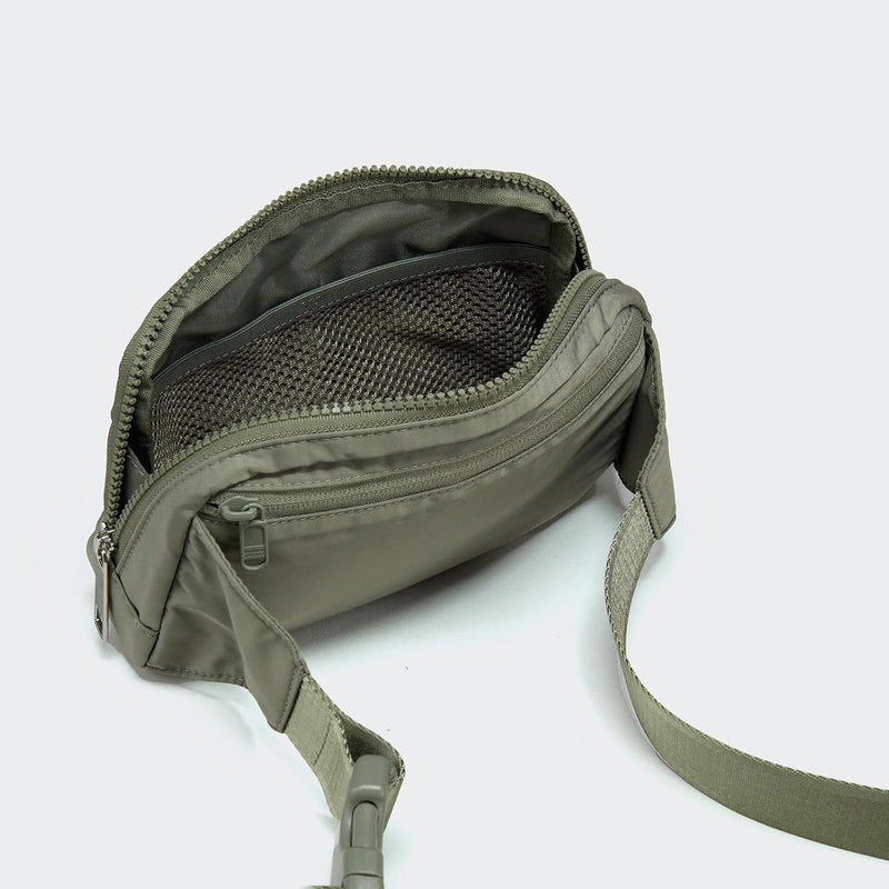 2L Nylon Belt Bag With Adjustable Strap And Two Zippered Compartments