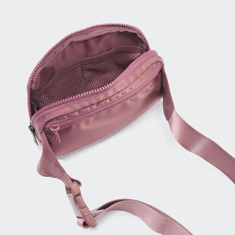 2L Nylon Belt Bag With Adjustable Strap And Two Zippered Compartments