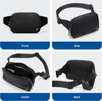 2L Nylon Belt Bag With Adjustable Strap And Two Zippered Compartments